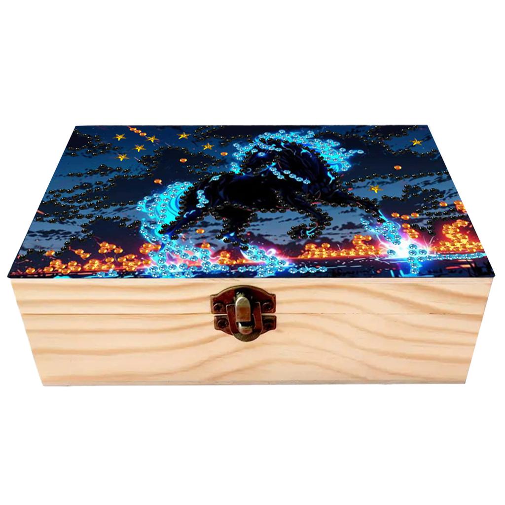 5D DIY Diamond Art Wooden Rhinestones Decorative Storage Box Crystal Storage Case Kit for Home Car Desk Decoration Craft
