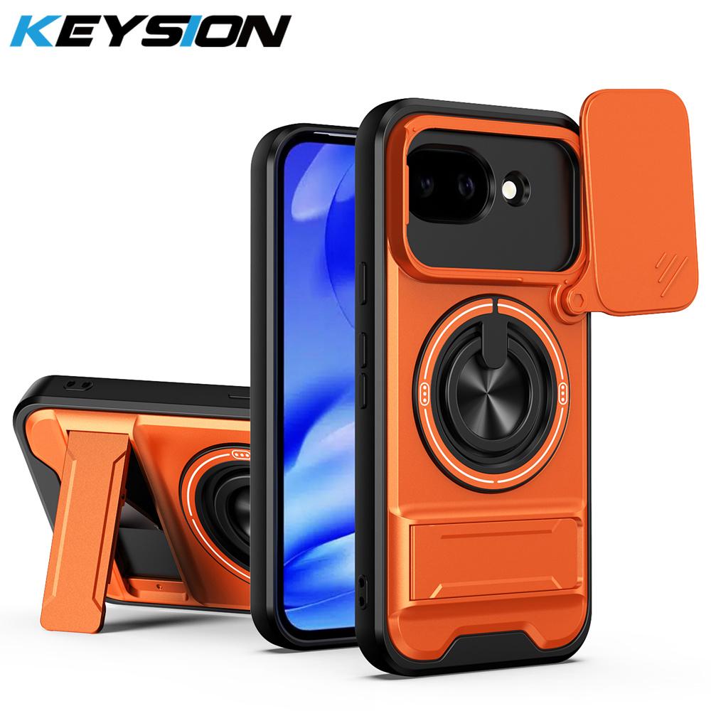 KEYSION Magnetic Phone Case for Google Pixel 10A Slide Camera Protection Upright Stand 360° Ring Shockproof Cover for Pixel 10A