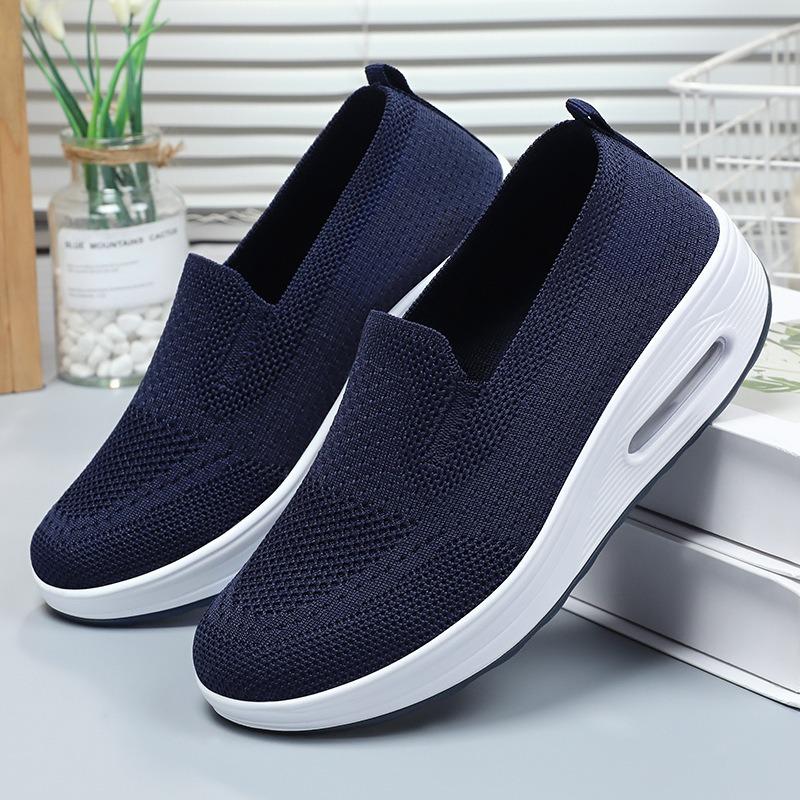 Schuhe Damen Herbst neue dicksohlige erhöhende Schuhe große Größe fly-gewebte Freizeitschuhe faule einpedalige Stoffschuhe