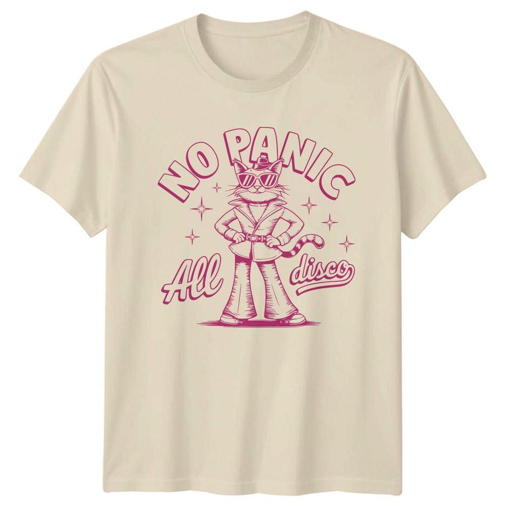 

No Panic All Disco Cat TShirt Funny Retro Disco Kitten Tee Unisex T-Shirt XL