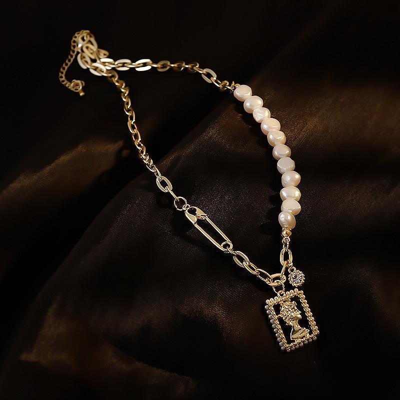Baroque Freshwater Pearl Necklace Women S Accessories Avatar Collarbone Chain Light Luxury Niche Design Asymmetric Necklace