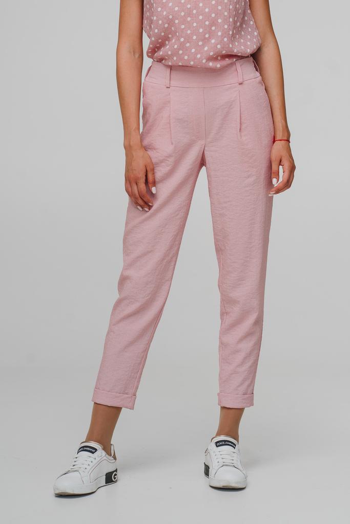 Lightweight Cropped Trousers with Elastic Band and Pintucks In Different Colors