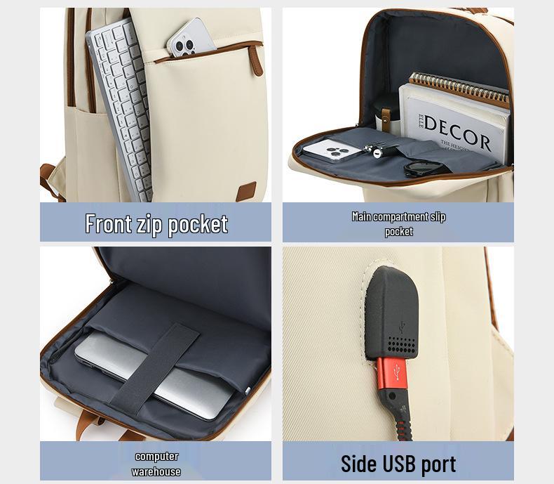 Versatile Large Capacity Color Block Business Travel Backpack