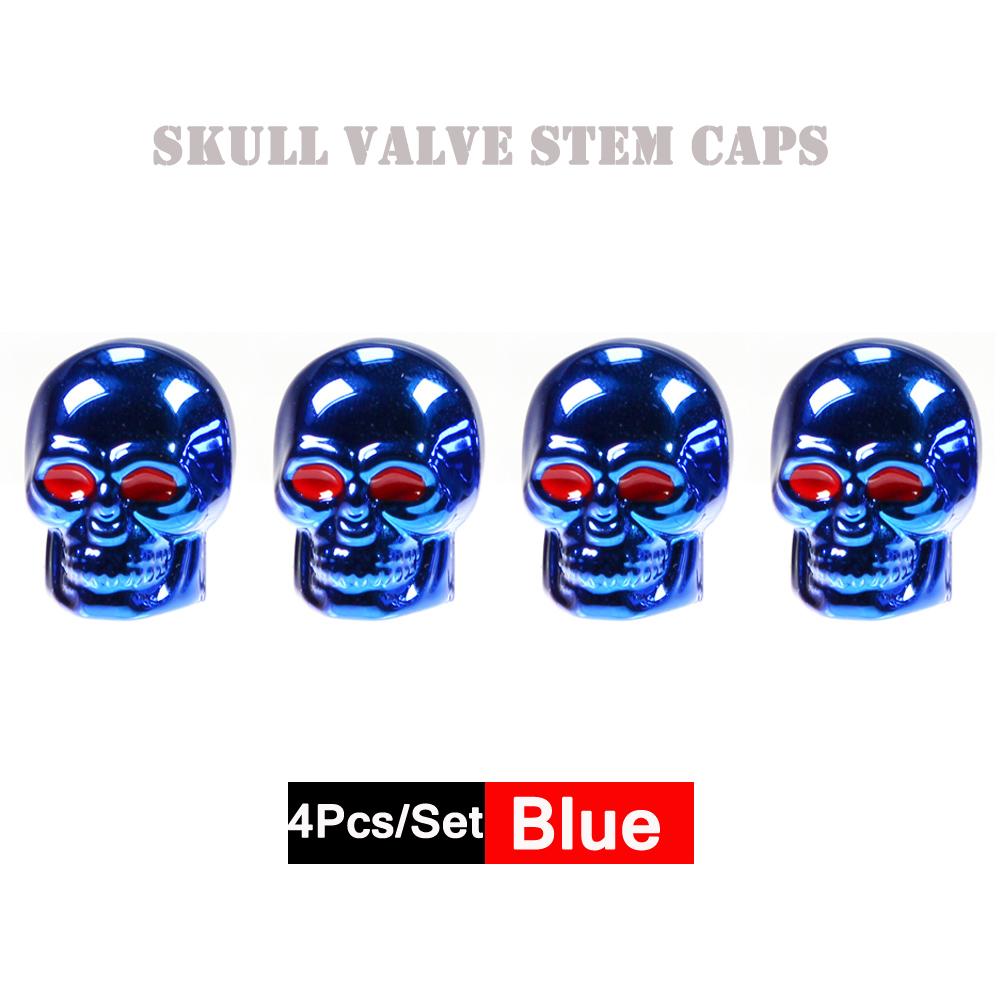 DSYCAR 4Pcs/Set Valve Caps for Tires Skull Style Universal Stem Valve Caps Attractive Dustproof Car Accessories Stem Caps1