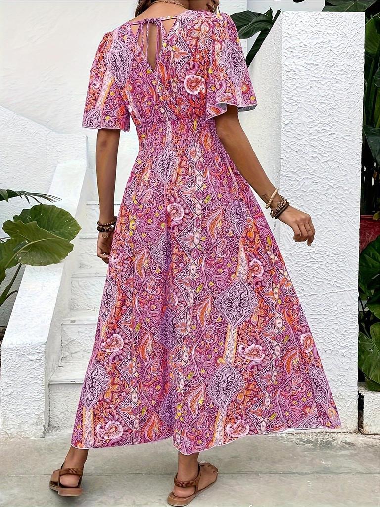 2026 Bohemian Ethnic High-Waisted Fashionable Women's Holiday Dress