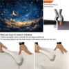 2D Golden Moon Backdrop, Starry Night Sky with Sparkling Stars & Clouds Background Cloth