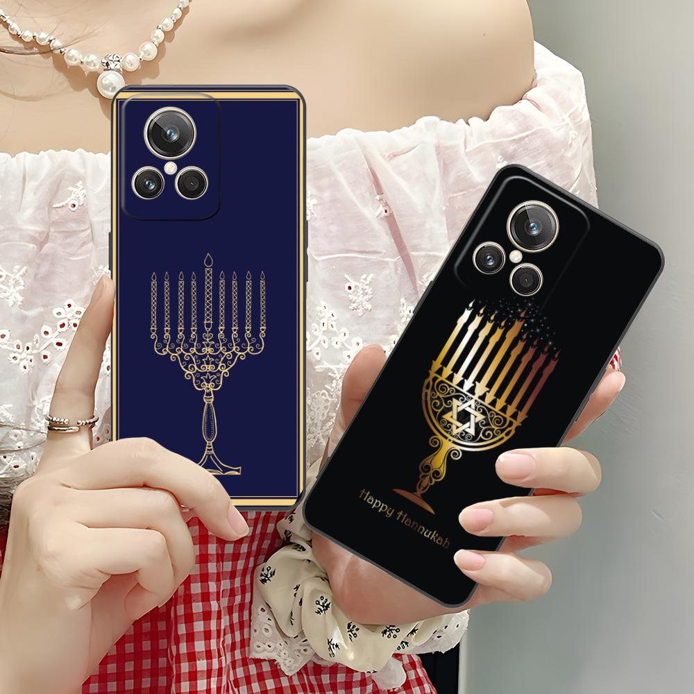 Jewish Hanukkah Mobile Phone Case for Realme 15 14 13 12 11 10 9 Pro Plus T I Lite 5G Colorful Printing Cover Luxury Smartphone