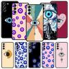 Phone Case For Samsung Galaxy S23 S22 Ultra S20 S21 FE 5G S10 S9 Plus S10E S8 Note 20 Black Cover Lucky Eye Blue Evil Eye Print