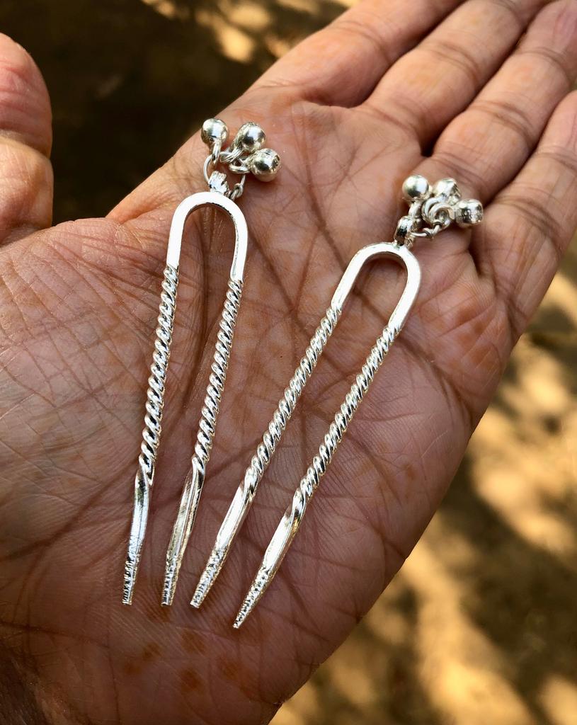 925 Silver 2 Pc Handmade Juda Pin, Hair Bun Stick, 11 grams, 6.5 cm length, Handcrafted, wedding gift, brides gift, silver unique articles