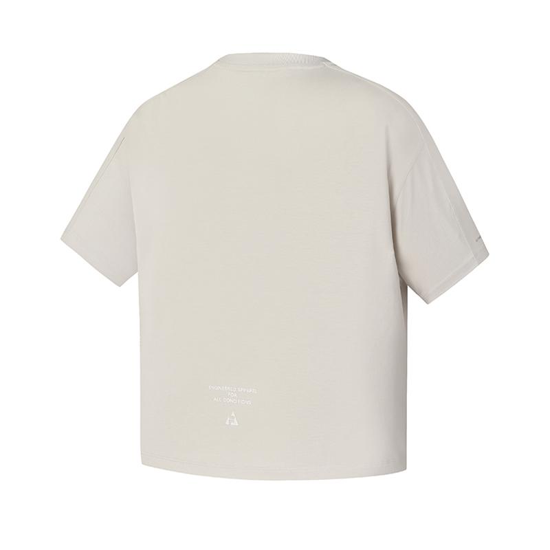 FILA Explore Series Minimalist Style Casual Versatile Short Sleeve T-Shirt Women Tops Rice-Color A11W527126F-BG