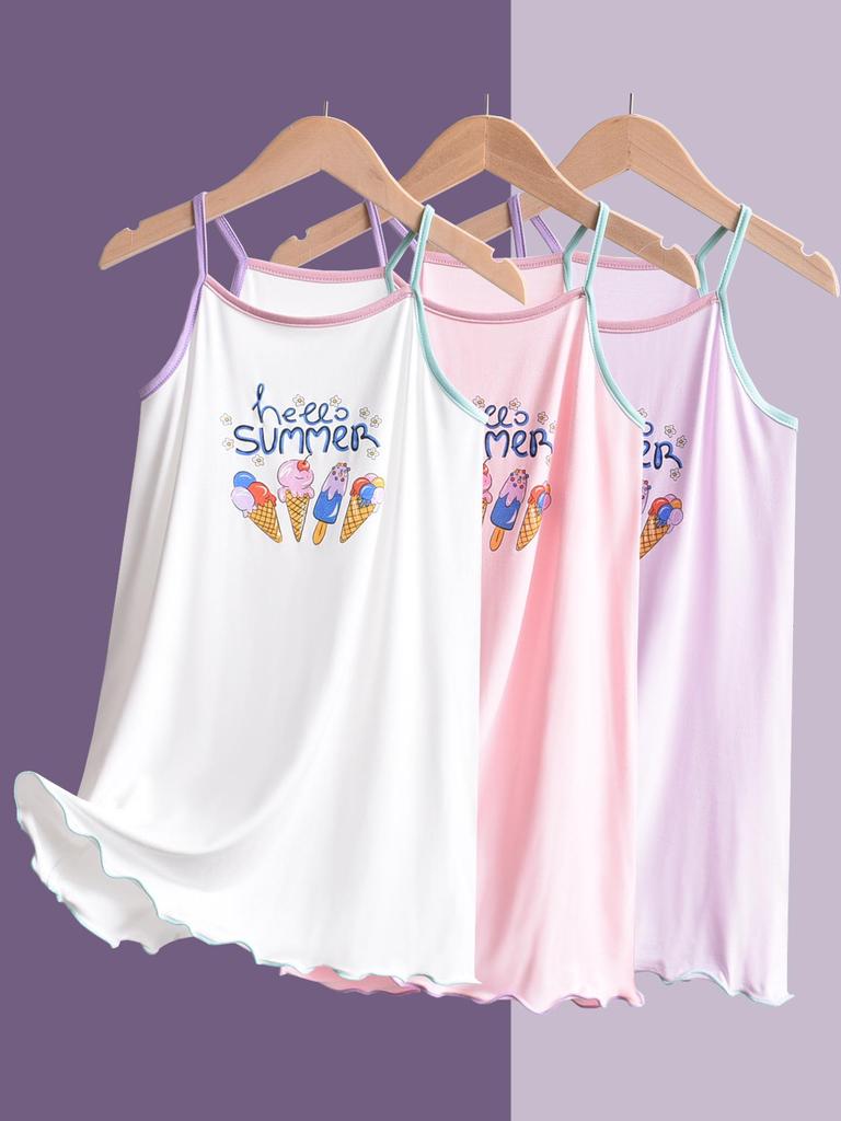 Girls' Sleeveless Camisole Nightgown - Princess Style Pajamas for Kids