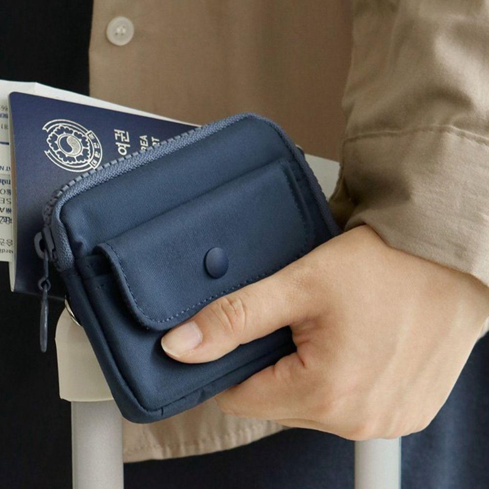 Fashion Solid Color Coin Purse Zipper Large Capacity Money Bag Wear-resistant Storage Bag Male Female