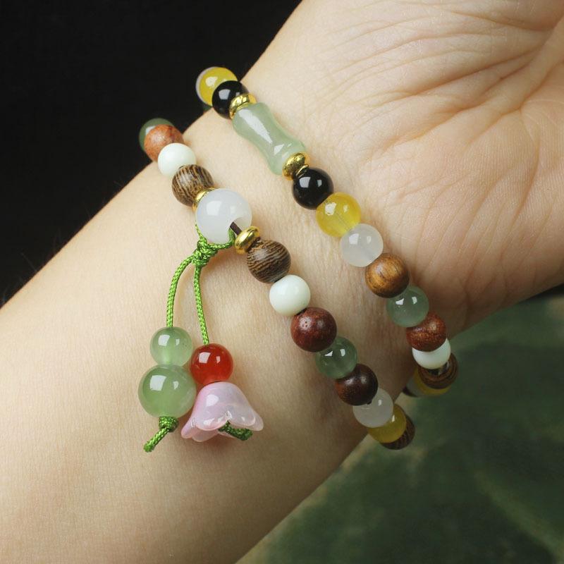 6mm Double Layer Multi Bead Bracelet Wooden Glass Beaded DIY Fashion Accessory