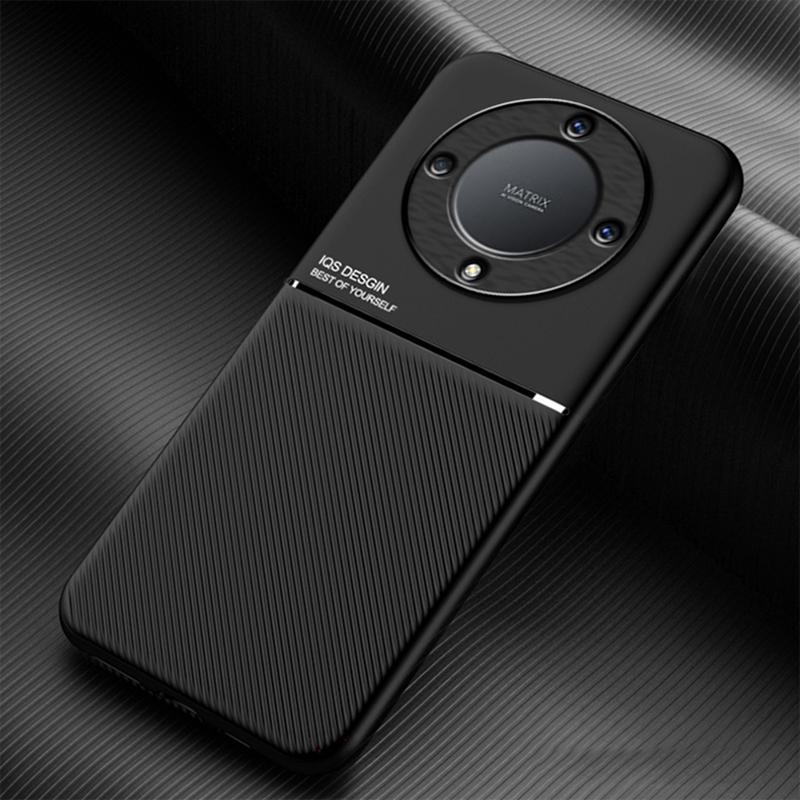 

Lines Imprinted Slim Case for Honor X9a 5G Protective Phone Case PU Leather TPU Cover Green