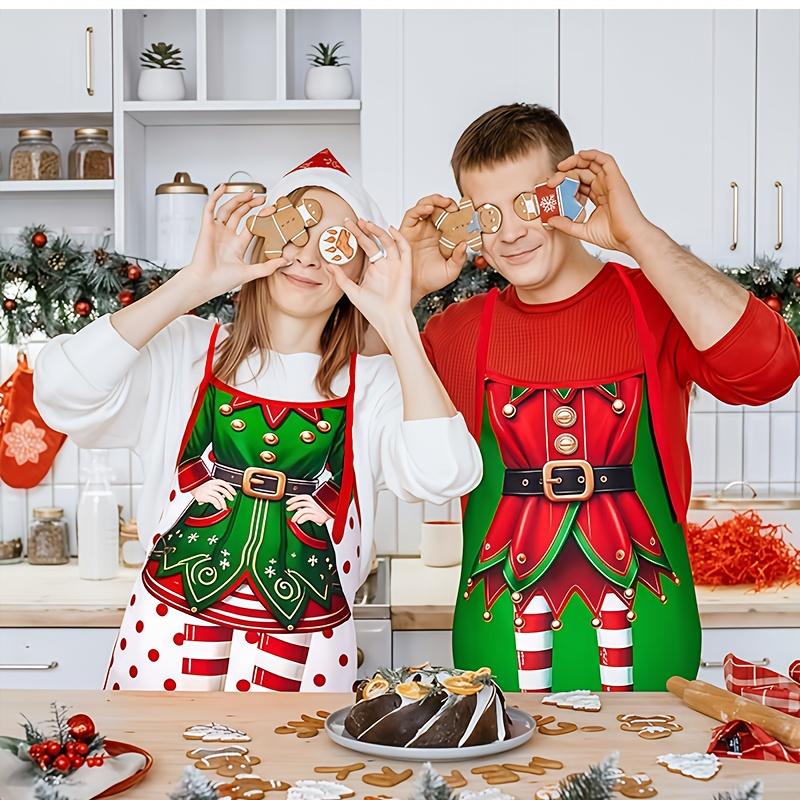 4Pcs Christmas Apron Waterproof Oilproof Funny Novelty Kitchen Cooking Aprons Festive Party Dinner Cosplay Decoration