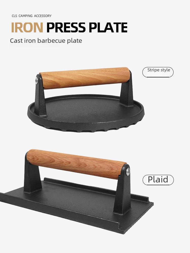 Litinový lis na maso pro venkovní gril a Teppanyaki