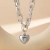 High Quality Punk Big Heart Pendant Necklace Women Fashion Statement Chunky Heavy Chain Grunge Jewelry Steampunk Men