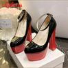Fashion Aphixta 1cm Belt Buckle Red Party Disco Dance Pumps Women 5.5cm Platform 16cm Super High Chunky Heels Pumps Super Szie 48 49 50