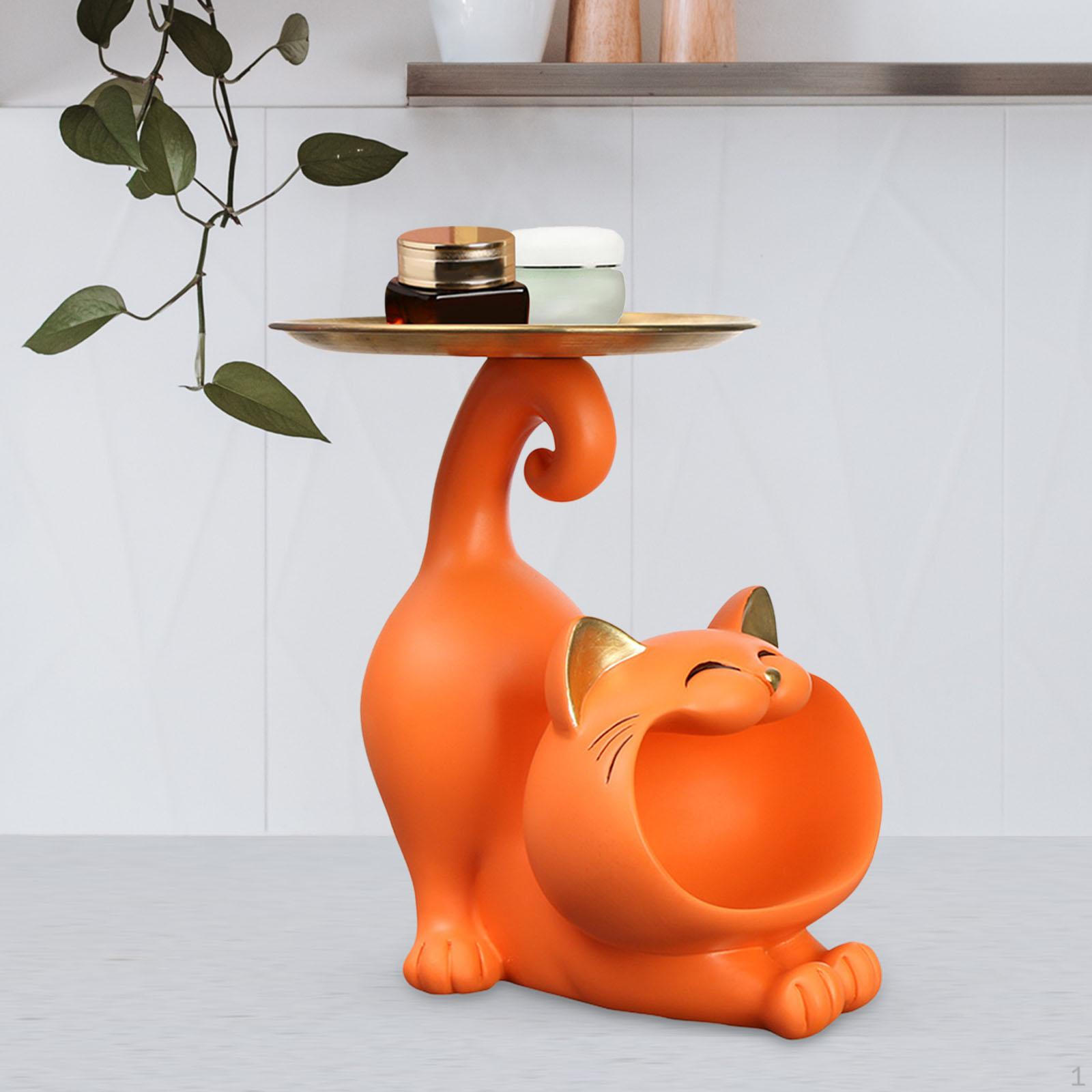 

Cat Figurine Jewelry Organizer Storage Box for Table And Home оранжевый