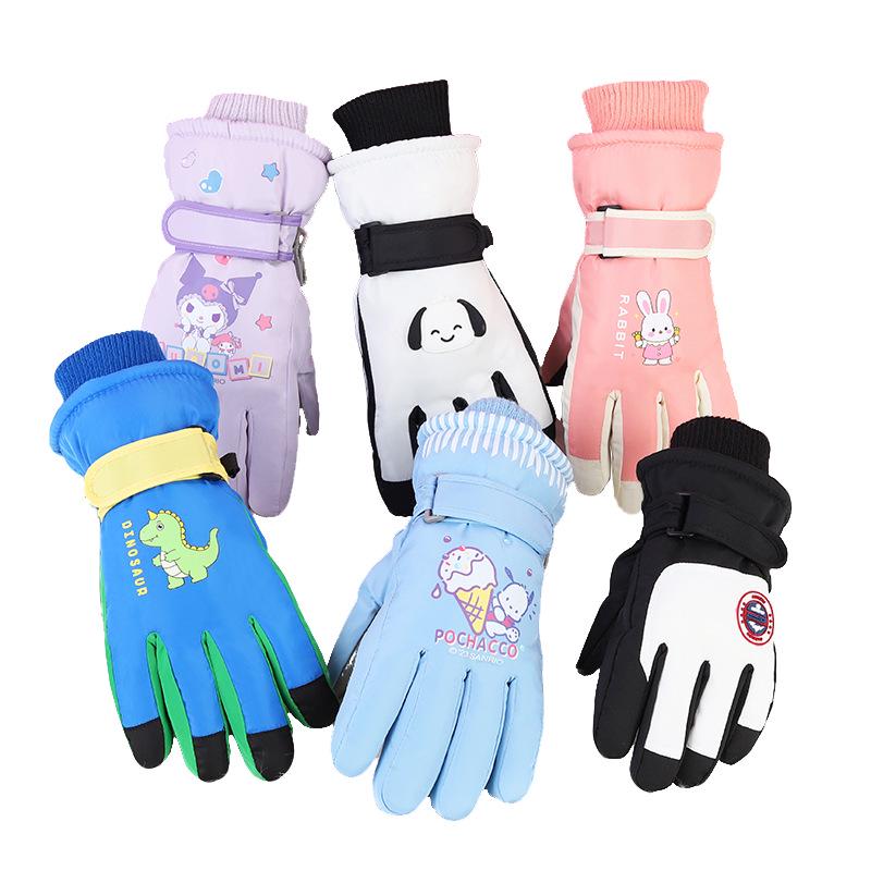 Children's Winter Ski Gloves: Thick, Cold-Proof, Waterproof, Windproof, Non-Slip, Warm Cotton for Ages 3-17.