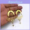 Copper Hollow Flying Moth Earrings With Electroplated Finish For Womens Fashion Gift