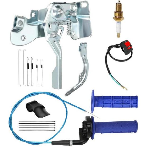 Throttle Linkage Control Assembly and 7/8  Mini Bike Throttle Kit -Blue