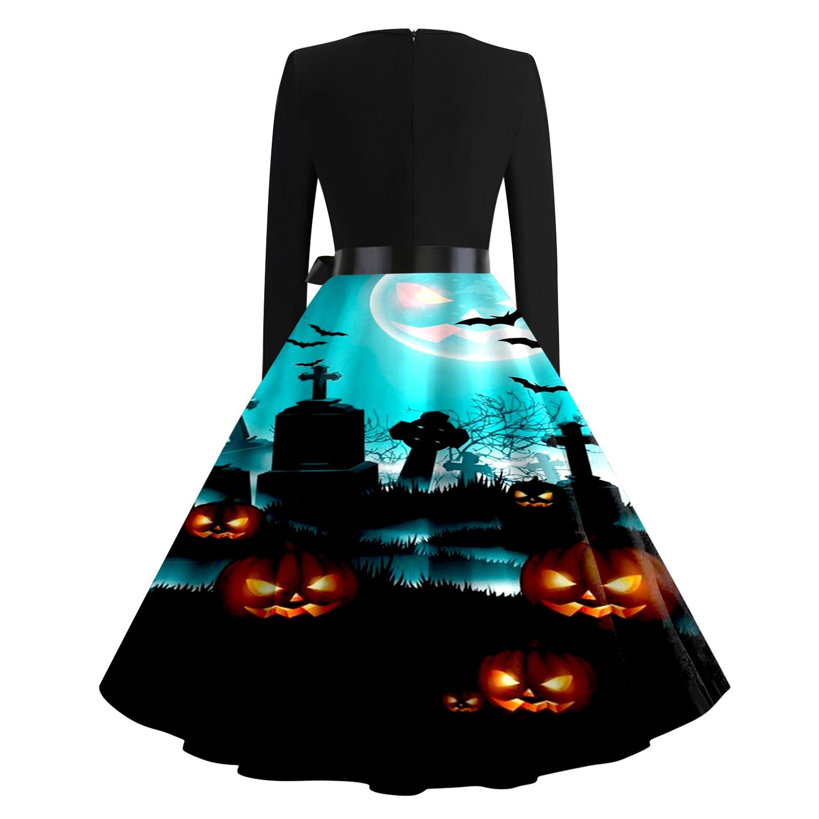 Платье с расклешенным принтом на Хэллоуин для женщин — фото 4