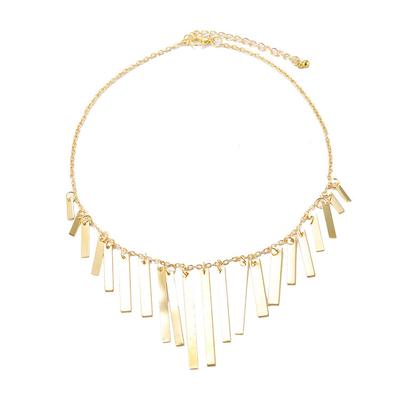 Niche Lock Simple and Generous Fringed Necklace, Fashionable Personalized Metal Rod Fringed Necklace