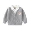 Boys Soft Faux Two-Layer Cardigan Jacket - Hoodless Open Front Coat for Spring and Fall