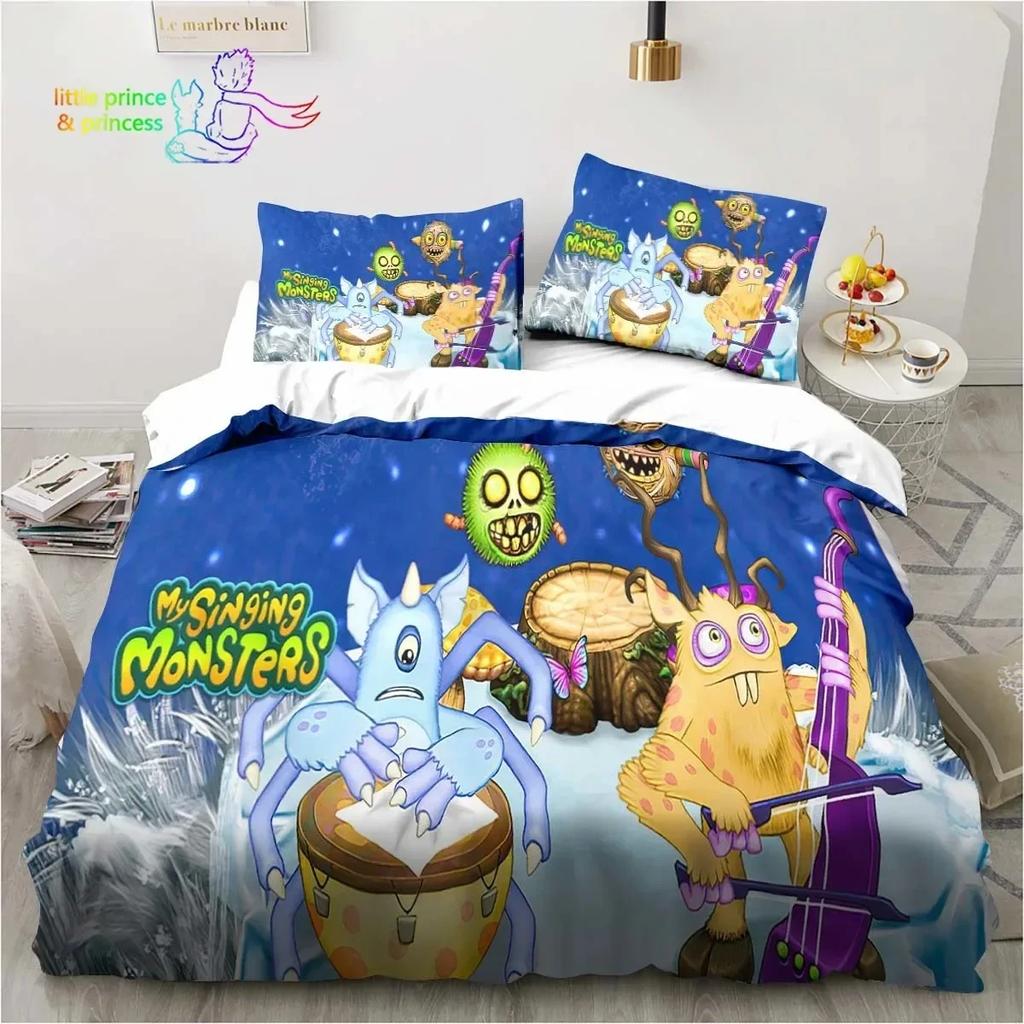 My Singing Monsters Video Game Cartoon Bedding Set Single Twin Full Queen King Size Bed Set Adult Kid Bedroom Bedding Gift