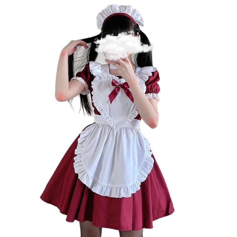 Red maid outfit Japanese Alice cute soft girl Lolita Lolita maid costume cafe dress