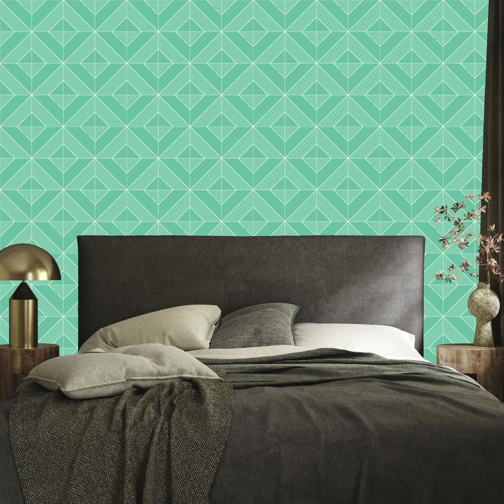 Wallpaper Geometric Rhombuses Teal and Mint, Sea Background 50x1000