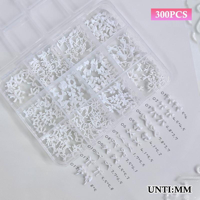 

12 Grids Colorful Bowknot Set Resin Ribbon Nail Art Accessories Decoration Diy Manicure Mini Nail Gems белый