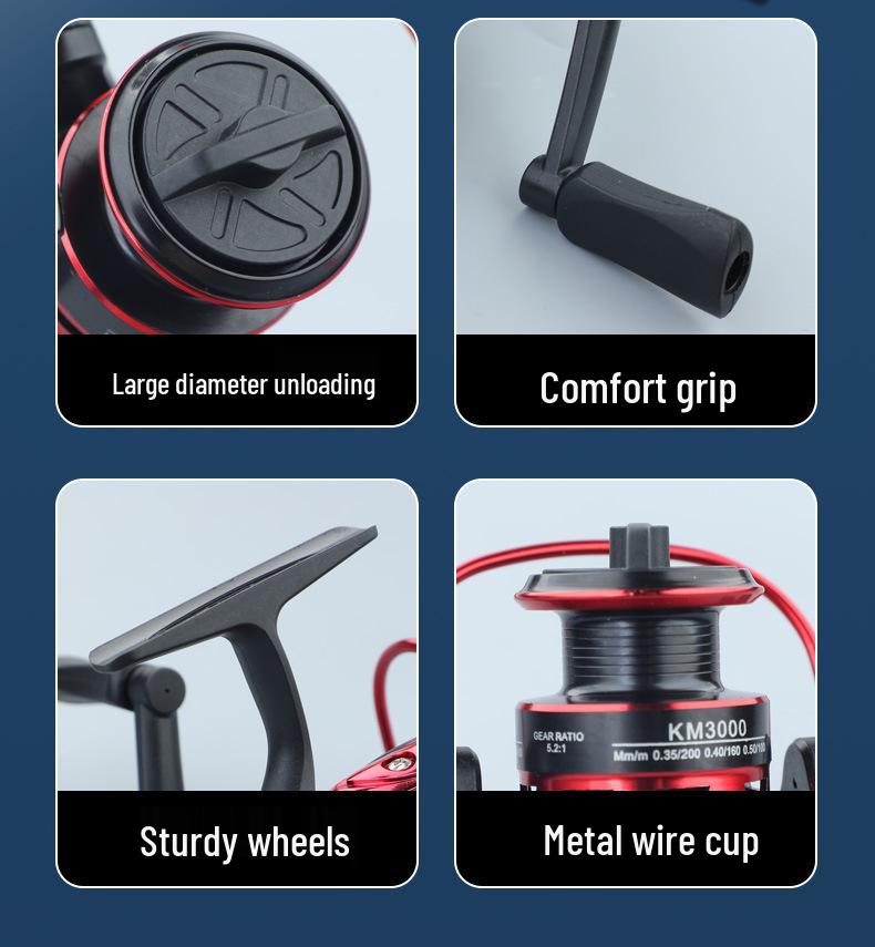 Complete Beginner's Micro Tin Can Lure & Long Cast Spinning Rod Set with Double Rocker Arm Spinning Wheel.