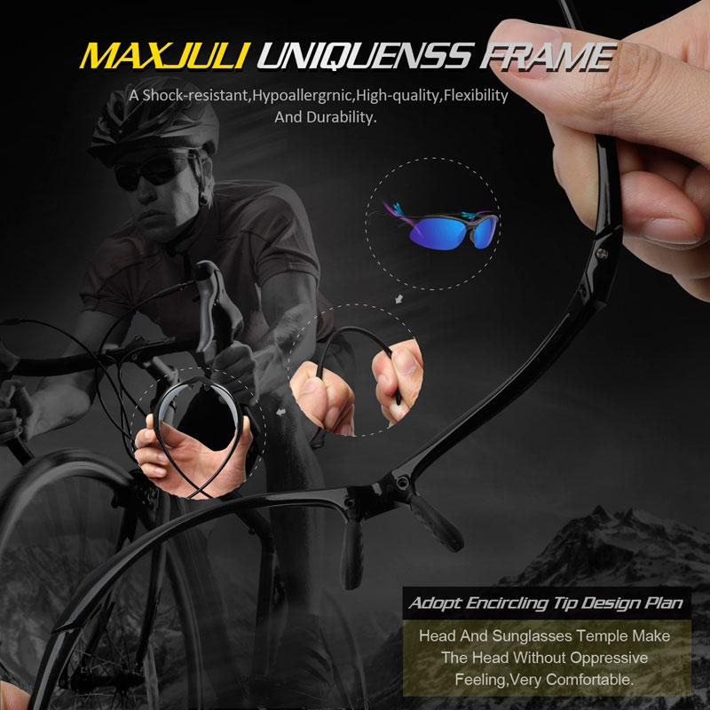 Maxjuli Sports Sunglasses For Men Women Unbreakable Frame For Running Fishing Hiking Outdoor Mj8002