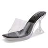 Wine Glass and Super High Heels Waterproof Table Transparent Crystal Fish Mouth Sandals Model Catwalk Slippers Female Summer