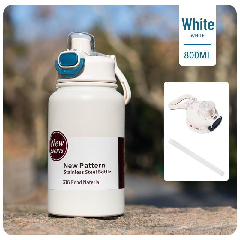 Portable Double-Drink Insulated Water Bottle with Straw