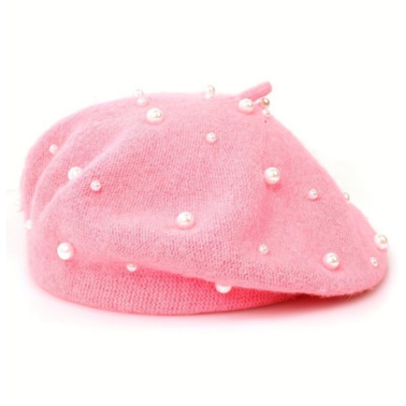 Women S Pearl Plush Beret Hat Vintage Fashion Elegant Lady Hat