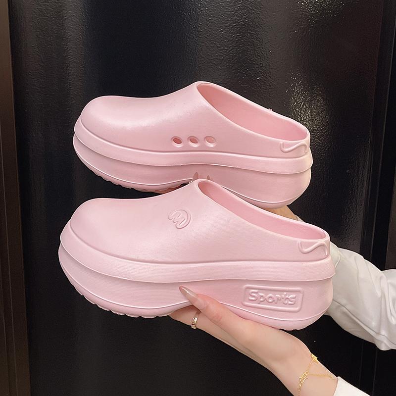 

Женские нескользящие тапочки с закрытым носком, женские мягкие водонепроницаемые дышащие сандалии из ЭВА на плоской толстой подошве, женская верхняя одежда, домашняя обувь 40-41 розовый