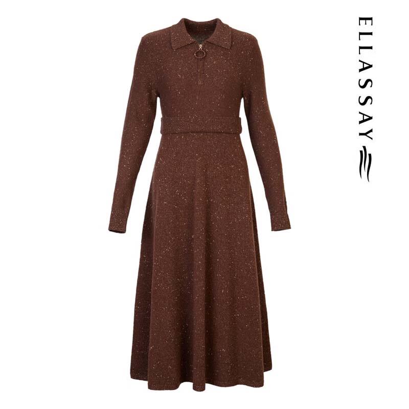 ELLASSAY Elegant Wool Cashmere Knit Midi Dress