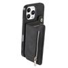 For iPhone 16 Pro Case Magnetic Detachable Zipper Card Holder Leather+TPU Phone Cover