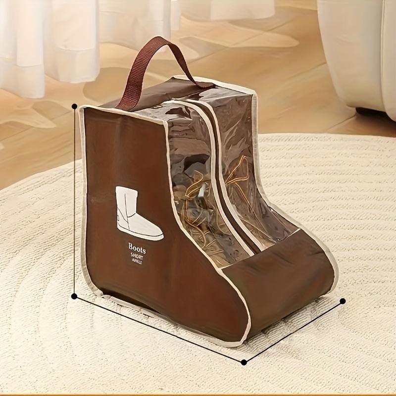 4pc Vintage Style Transparent Shoe Bag with Carry Handle for Flat Shoes, Ankle Boots, and High-Top Boots, Travel Shoe Organizer