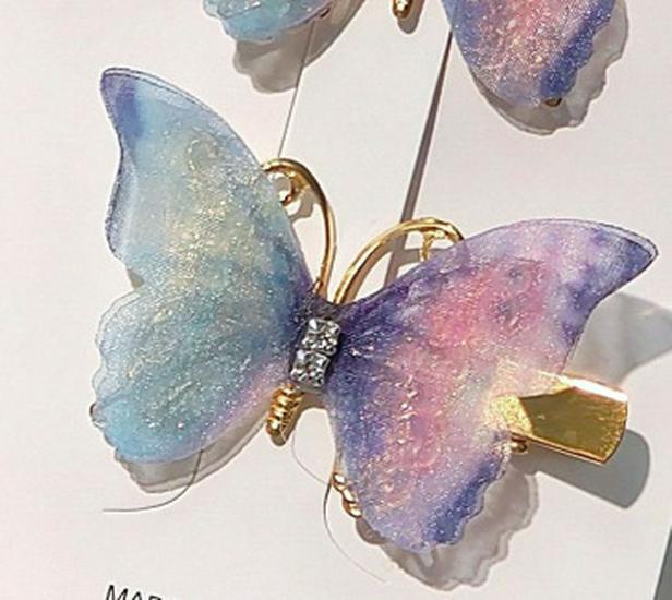 Gradient Butterfly Hairpin for Children - Cute Mesh and Alloy Duckbill Clip, Perfect for Hanfu and Fairy Styles