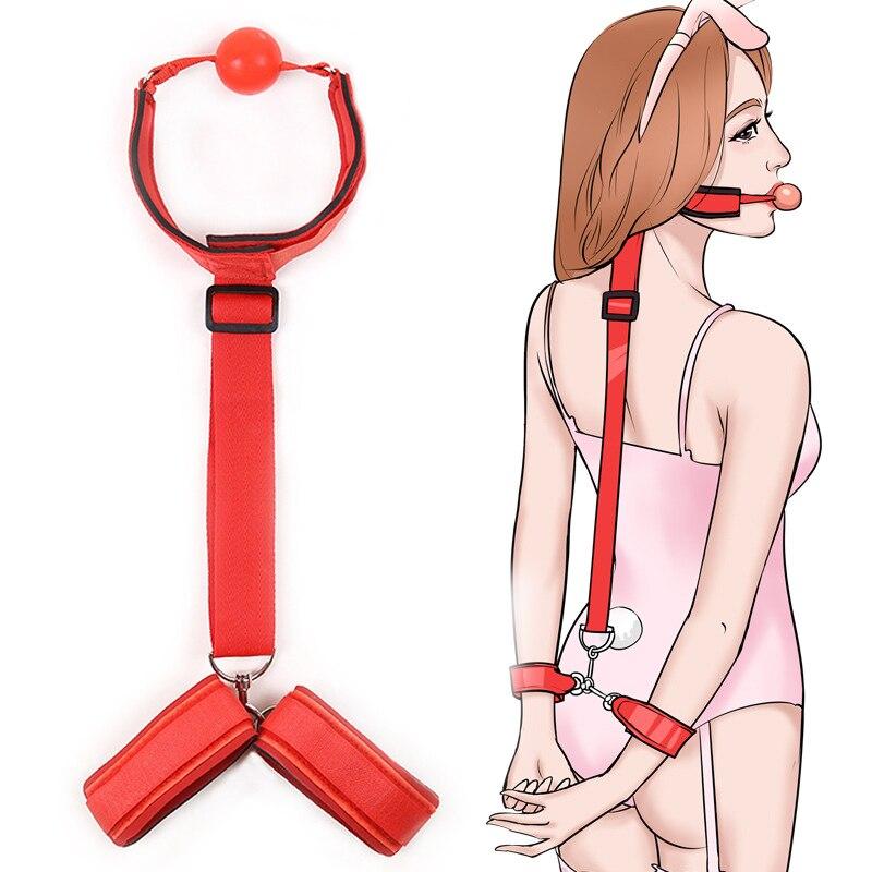 Oral BDSM Bondage Restraint Handcuffs Ankle Cuffs Adult Sex Toys Couple Games Sex Supplies