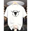 European Sizes Men'S Casual Polyester T-Shirt Featuring a Bull Head Print, Round Neck, Short Sleeves, Regular Fit, Made from Polyester Knit Fabric
