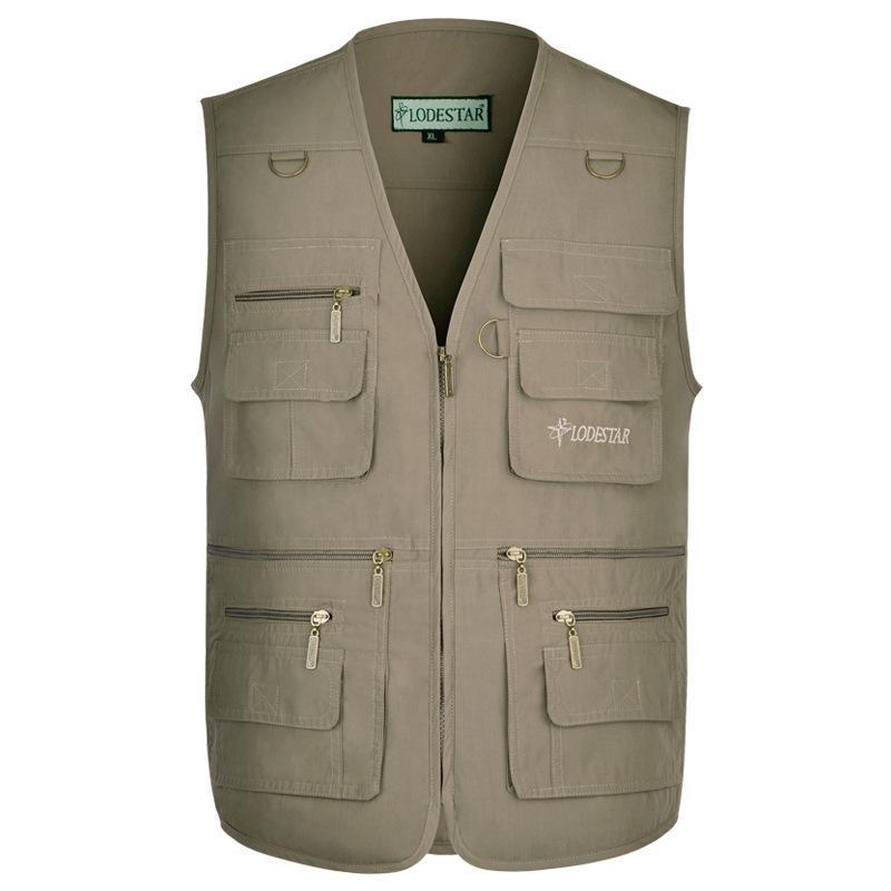 Men's Plus Size Multi-Pocket Outdoor Vest for Spring and Fall