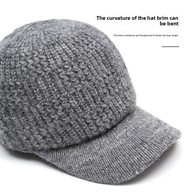 Warme Strick-Baseballkappen für Damen, Stilvolle Vielseitige Fischerkappen mit kurzem Schirm, Faltbares Design für Alle Jahreszeiten Gestreift