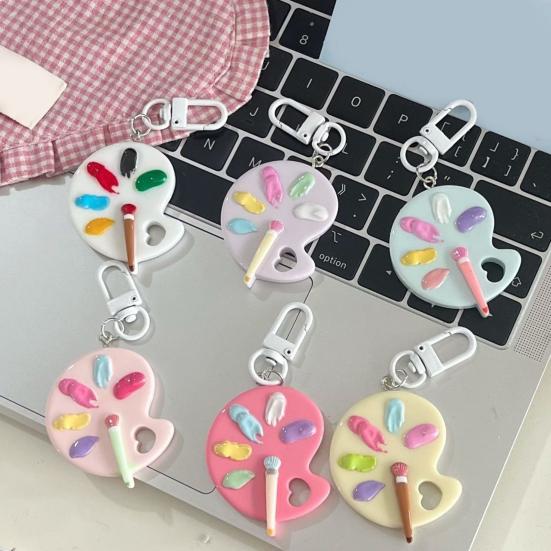 Keychain Pendant Artist Palette Brush Design Keychain Pendant with Metal Lobster Buckles Bags Keys Backpacks Keyring