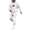 Men's Solid Color Flag Print Hooded Universal Versatile Hooded Sweatshirt Sweatpants Casual Sports Suit