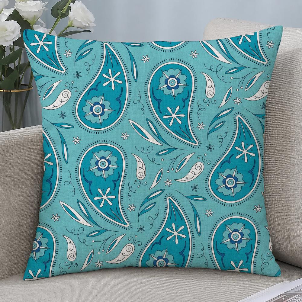 Pattern Paisley Patterned Cushion Cover Cushion Covers Natural Linen Breathable Sofa Bedroom Decor Pillowcase